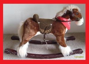 Costco Kids Plush Brown Rocking Horse Toy Stirrups Wood Rockers Phoenix Only