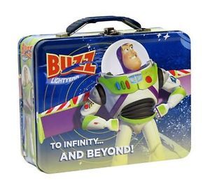 Disney Toy Story Buzz Lightyear Kids Boys School Storage Tin Lunch Box Bag New