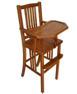 High Chair New Mission Style Amish Made Solid Oak Baby Toddler Wood Furniture