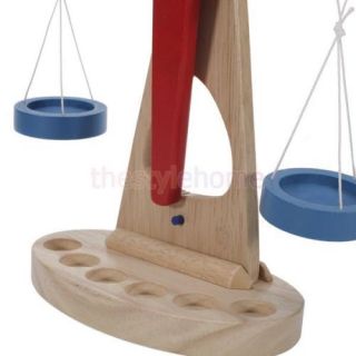 Children Kids' Educational Toy Balance Scale w Wooden Multicolor Weights New