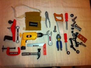 Kids Toy Tools Lot Set Black Decker Bob Builder Drill Saw Hammer Screw Wrench