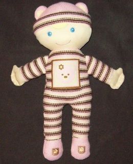 Kids Preferred Pink Brown Stripe Chloe Doll Bear Sweater Knit Baby Toy Plush