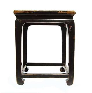 Antique Chinese Dark Rustic Wood Stool Seat Chair Side Stand Table Bench 20"