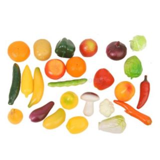Pack 25pcs Plastic Fruits and Vegetables Food Pretend Play Kids Educational Toy