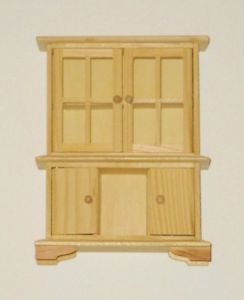 EHI Miniature Dollhouse Furniture Hutch – 4 Opening Doors – Unfinished