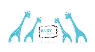 Baby Shower Party Wild Safari Blue Centrepiece 9 5x12"