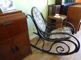 Antique Art Deco Ebonised Thonet Style Bentwood Rocking Chair Cornwall