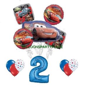 Disney Cars McQueen 2nd Birthday Party Supplies Balloons Second Red Blue Boys