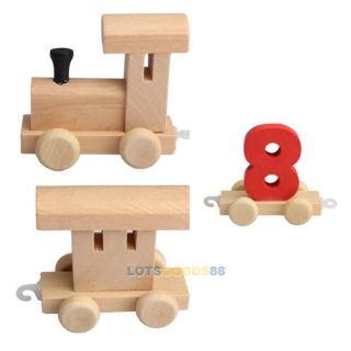 Digital Number Wooden Train Railway Kids Wood Mini Toy Figures Educational
