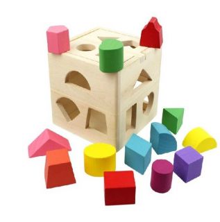 Baby's Wooden Educational Shape Block Sorting Learning Sorter Box Kids Toy Set