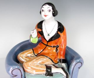Vintage Noritake Art Deco Lady on Chair Dresser Box Trinket Luster Ware