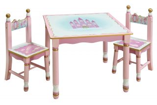 Guidecraft Preschool Princess Girl Kids Pink Play Table and Chair Furniture Set