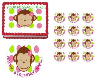 Mod Monkey First Birthday Baby Shower Edible Cake Topper Image All Sizes