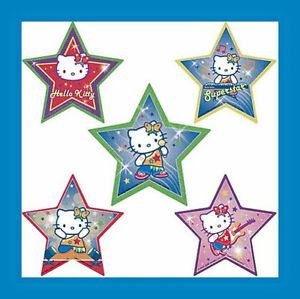 15 Hello Kitty Star Shaped Glitter Stickers Party Favors