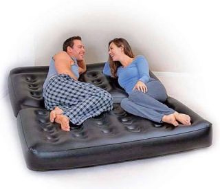 5 in 1 Inflatable Double Sofa Airbed Mattress Couch Lounger Air Bed New