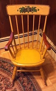 Antique Oak Hill Co Child Rocking Chair Early 20th Century Fitchburg MA