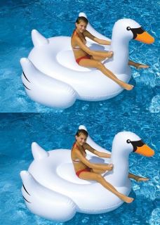 2 Swimline 90621 Swimming Pool Kids Giant Rideable Swan Inflatable Float Toys