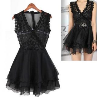 Hot Sexy Women Sleeveless Lace Cocktail Evening Clubwear Party Ball Gown Dress