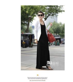 New Women's Fahion Casual Round Neck Solid Casual Full Long Maxi Vest Sun Dress