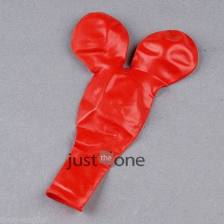 2X Mickey Mouse Ears Head 15" Hot Red Plain Party Latex Helium Lovely Ballons