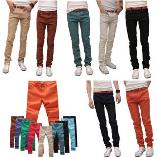 Mens Stretchy Cotton Candy Casual Skinny Jeans Pencil Pants Trousers 10color