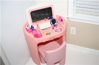 Little Tikes Child Size Pink White Vanity Chair Beauty Salon