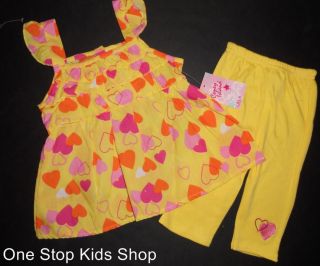 Hearts Girls 2T 3T 4T Set Outfit Shirt Top Tank Pants Capris