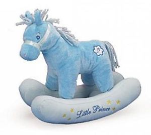 Plush Singing "Rock A Bye Baby" Rocking Horse Pony with "Little Prince" Embroide