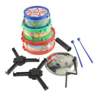 Children Musical Instruments Toy Kids Colorful Plastic Drum Drum Kit Set CU3