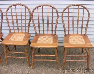 4 Unique Antique Cane Seat Bent Wood Kitchen Chairs