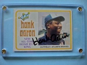 1974 Topps Hank Aaron 1 Autograph Auto Signed HOF Home Run King