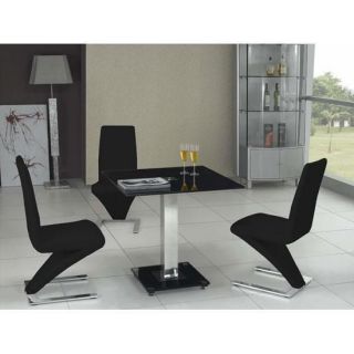 Square Black Glass Chrome Dining Table and Z 4 Chairs