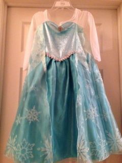 Disney Frozen Elsa Costume Dress Size 4 with Light Up Snowflake Magic Wand
