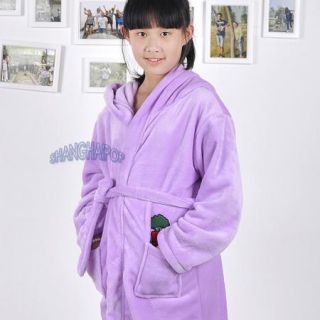 Children Kids Girl Fleece Bathrobe Hooded Ear Cute Robe Dressing Gown Housecoat