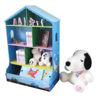 Blue Boy Kids Hand Paint Dollhouse Bookcase Toy Cabinet Shelf Organiser RRP $149