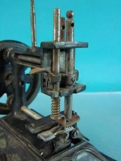 Small Antique Hand Cranked Sewing Machine Heavy Cast Metal Base Frame Kids Toy