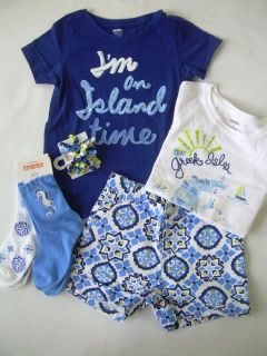 New Girls Spring Summer Clothes Lot Gymboree Greek Isle Style Mosaic Shorts Sets
