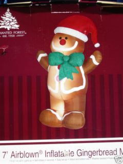 New Gemmy 7' Lighted Gingerbread Man Christmas Inflatable Airblown Blow Up