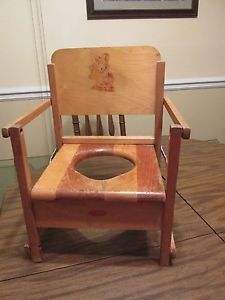 Vintage Oak Hill Baby Child Wooden Potty Training Chair Toilet Made in USA