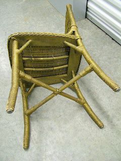 Vintage 1930s Antique Gilt Gold French Art Deco Wicker Vanity Boudoir Side Chair