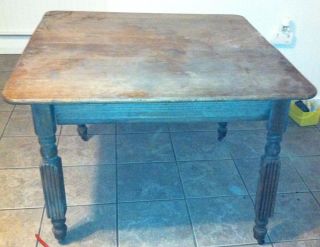 Antique Solid Oak Square Table and Four Chairs Needs TLC