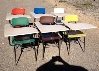 6 Vintage Heywood Wakefield Heywoodite School Student Desk Chairs