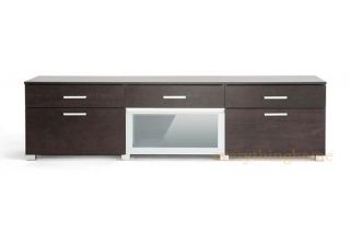 Brown Modern Big Screen LCD LED HD TV Media Stand Cabinet Credenza Glass Door
