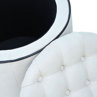 Homcom Modern Cream Linen Footstool Bench Chair Foot Stool Seat Storage Ottoman