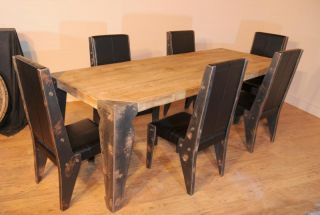 Industrial Dining Table Chair Set Vintage