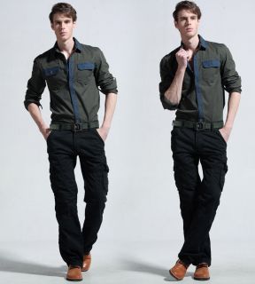 Fashion New Men's Casual Cargo Loose Combat Pocket Long Jeans Pants Trousers Hot