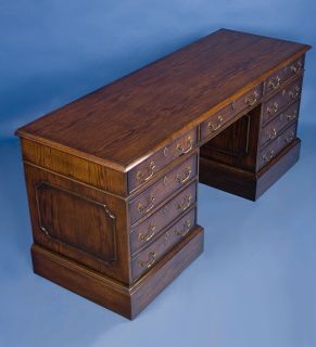 English Antique Style Oak Pedestal Credenza Desk
