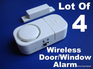 Lot of 4 Wireless Door Window Alarm Home Apartment Security Safety w Battery