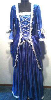 Women's Blue Martha Washington Style Victorian Dress Halloween Costume Size M