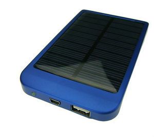 Blue 2600mAh Solar Power Battery Mobile iPhone iPad iPod Android Phone Charger